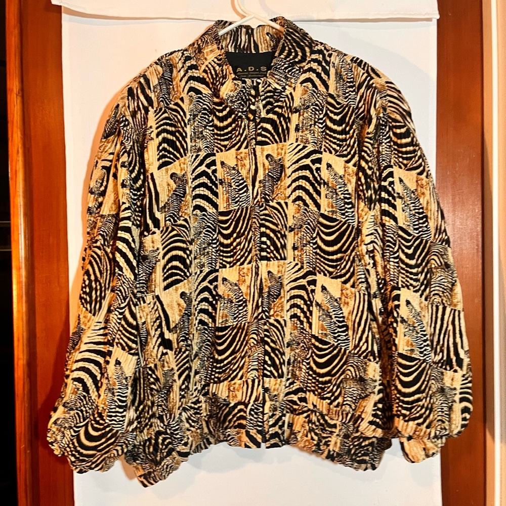 Vintage Zebra Africa Safari Satin Jacket  L/XL